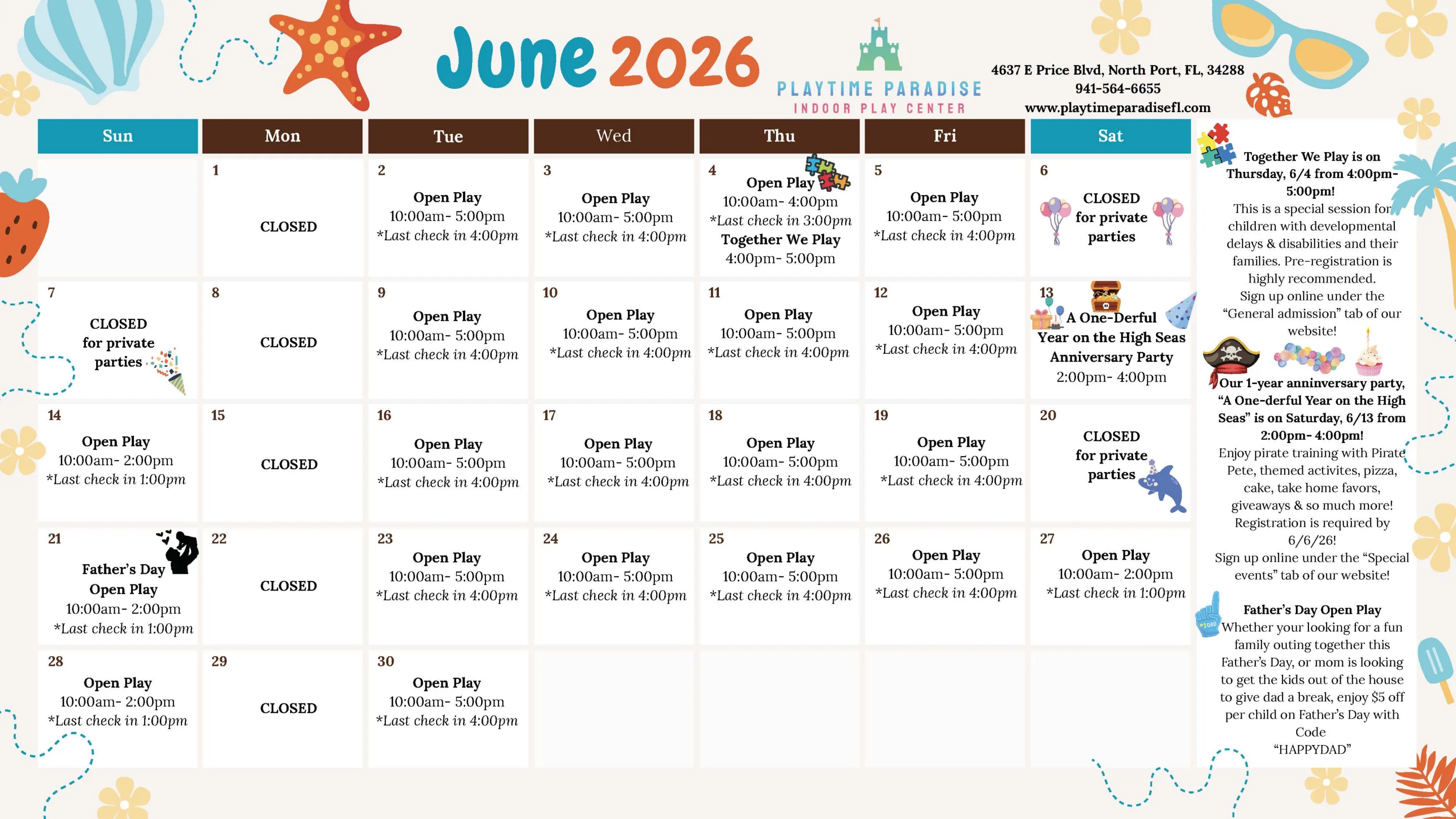 May summer hours calendar